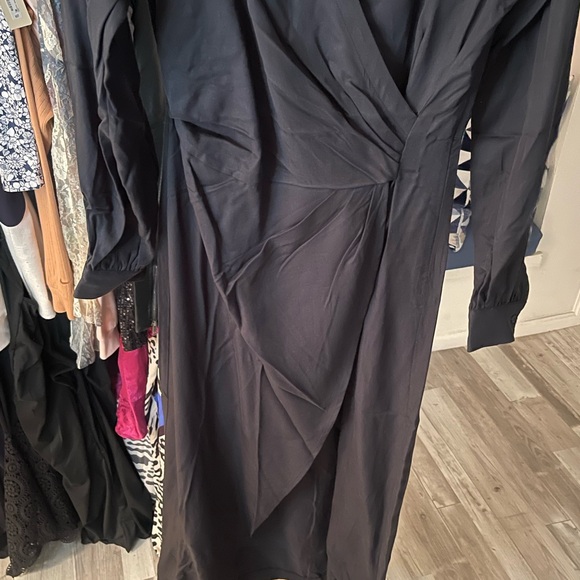#49 - Black Draped Crossover Maxi Long Sleeve Dress. Brand New with Tag. - Picture 5 of 10